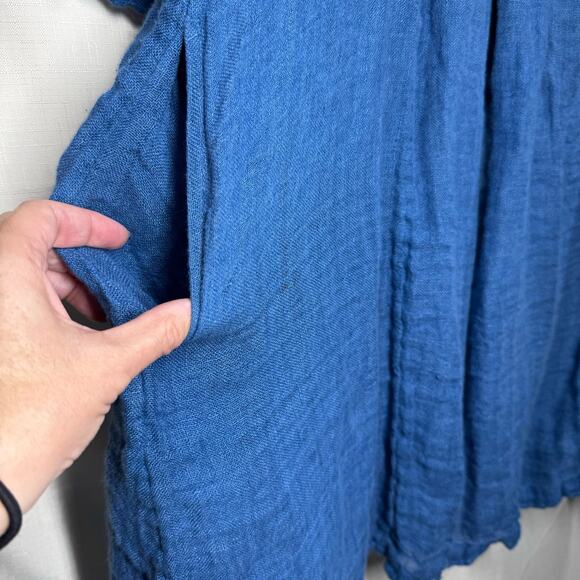 SUNDANCE La Belle Lune Dress Blue Linen Size XL Boho Vacation Lagenlook Beach - Picture 7 of 12